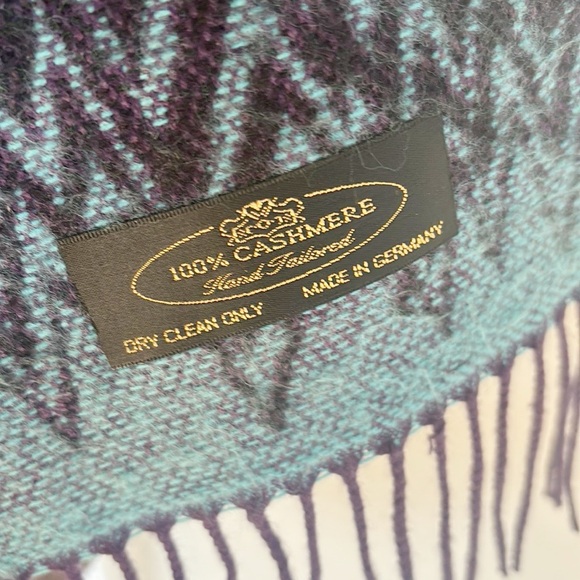 Cashmere Scarf Colorful Zig Zag Fringe - Picture 4 of 7